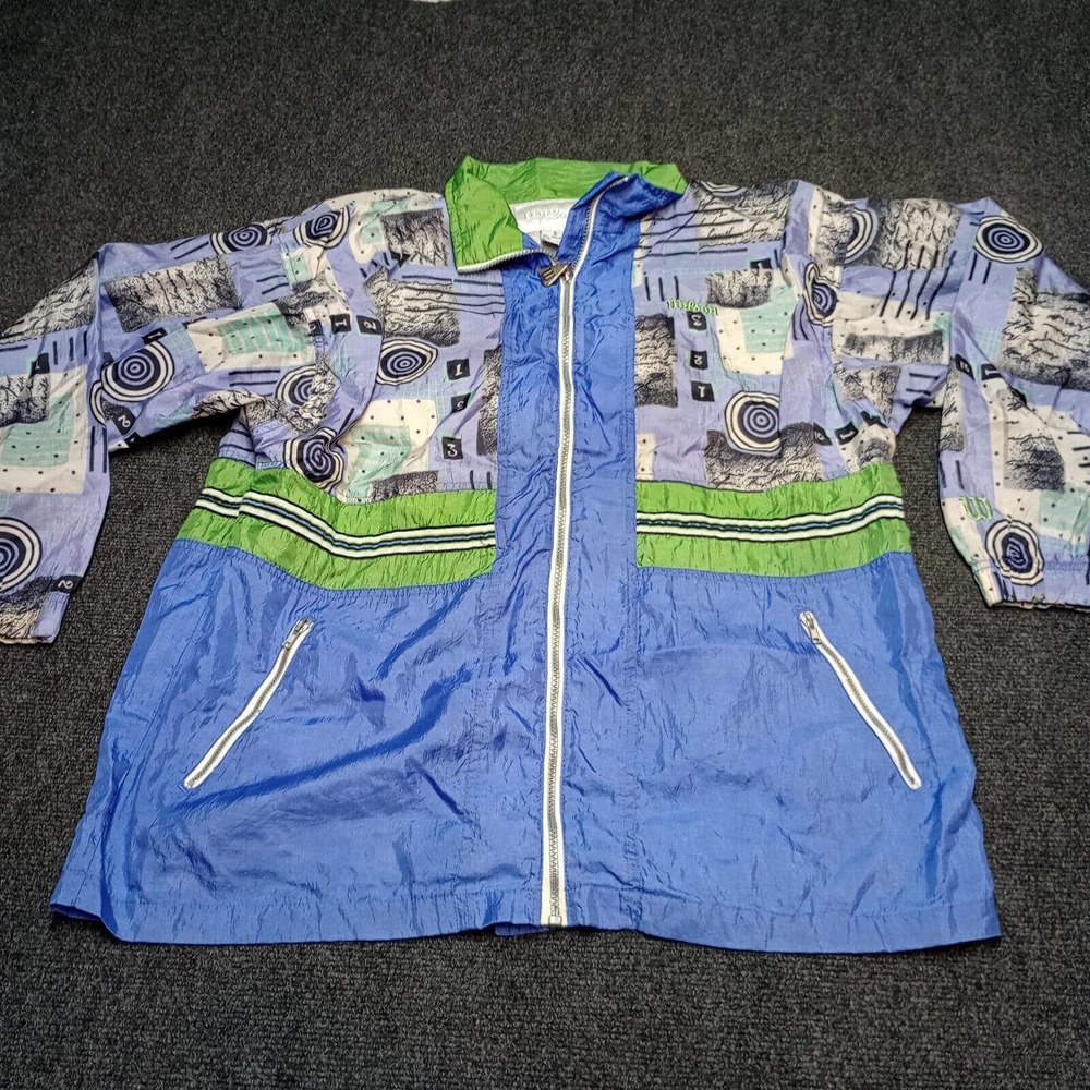 VTG Wilson‎ Windbreaker Jacket Adult Small Lightweight Full Zip Geo Pattern